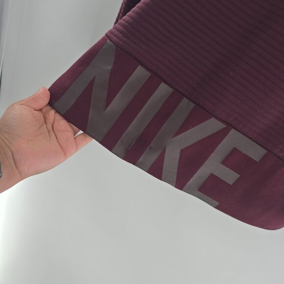 Nike Boxy Quilted Full-Zip Hoodie Medium Maroon - Picture 6 of 13